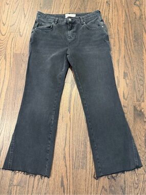 Free People Black Cropped Flare Jeans